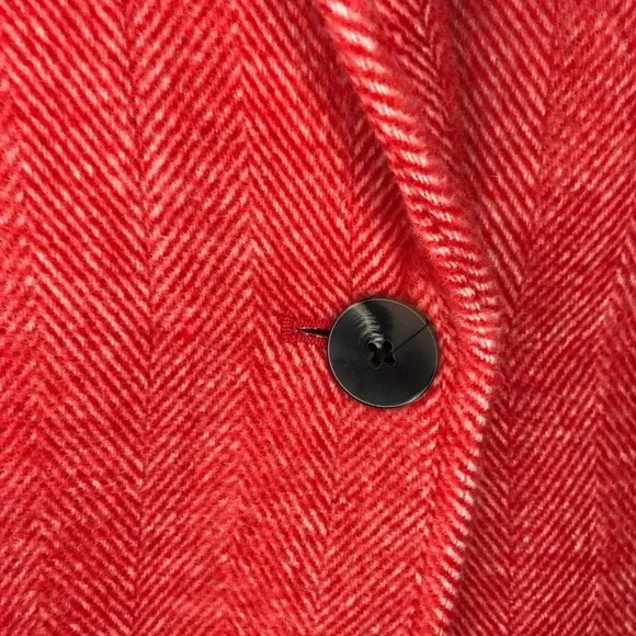 Apt. 9 Long Topper Coat Red Herringbone Women’s Size Small One Button Peacoat - Picture 4 of 5
